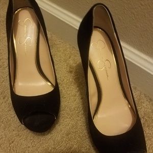 Jessica Simpson peep toe suede shoes